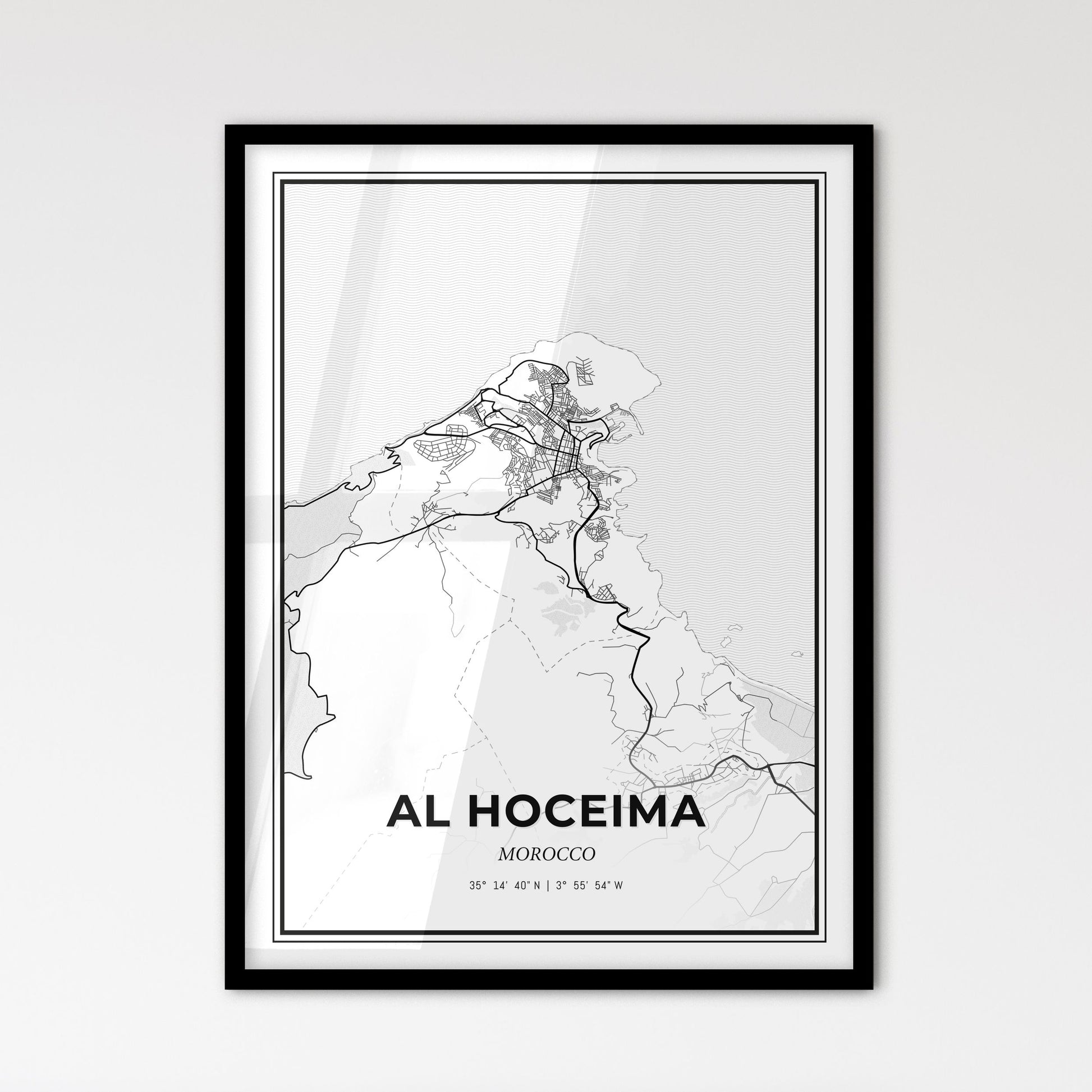 Al Hoceima Morocco - Scandinavian Style City Map for Modern Home Decor