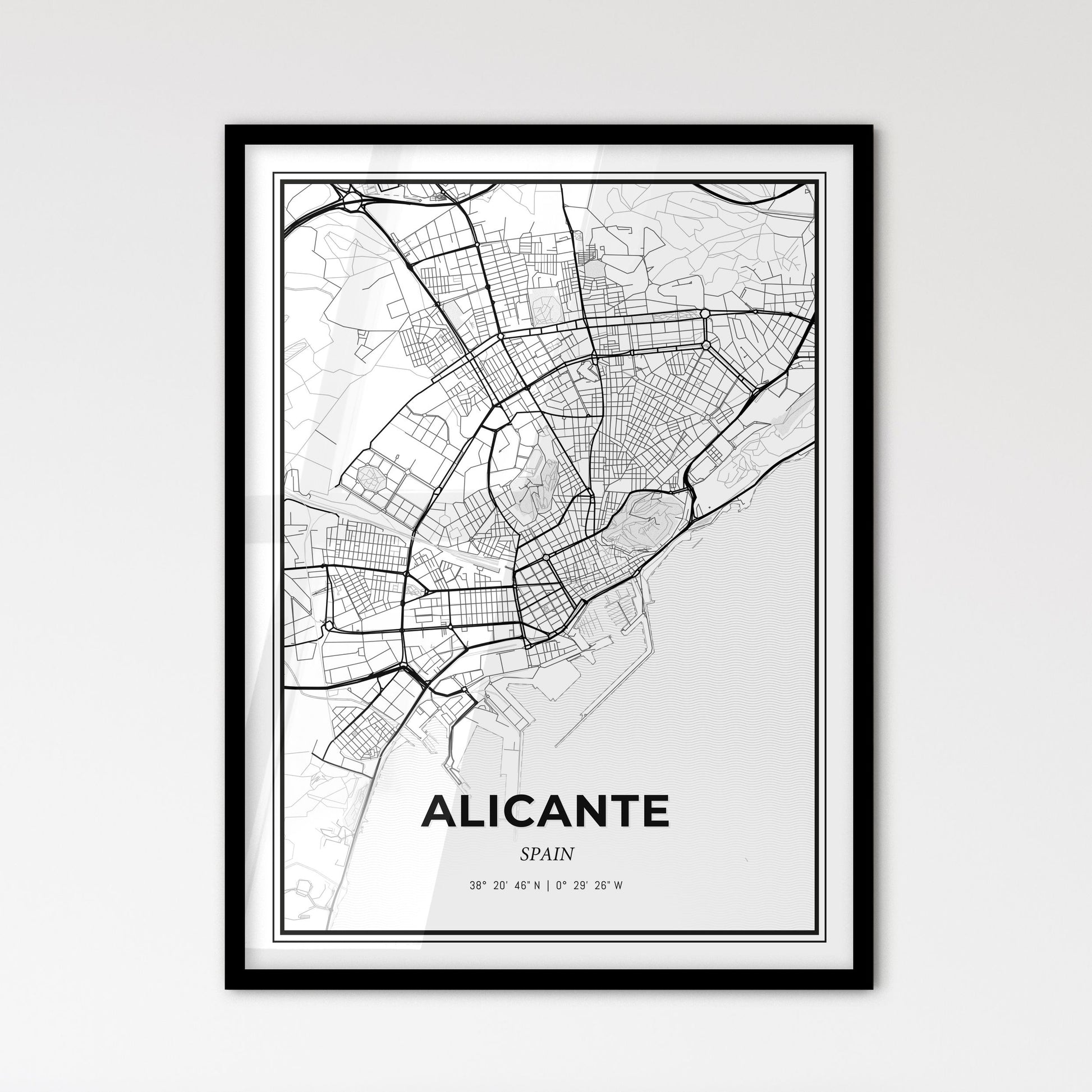 Alicante Spain - Scandinavian Style City Map for Modern Home Decor