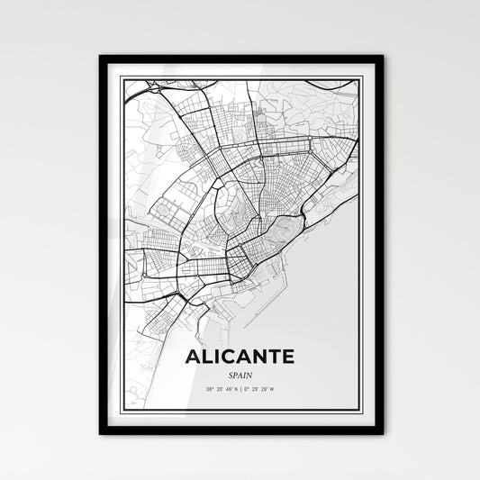 Alicante Spain - Scandinavian Style City Map for Modern Home Decor