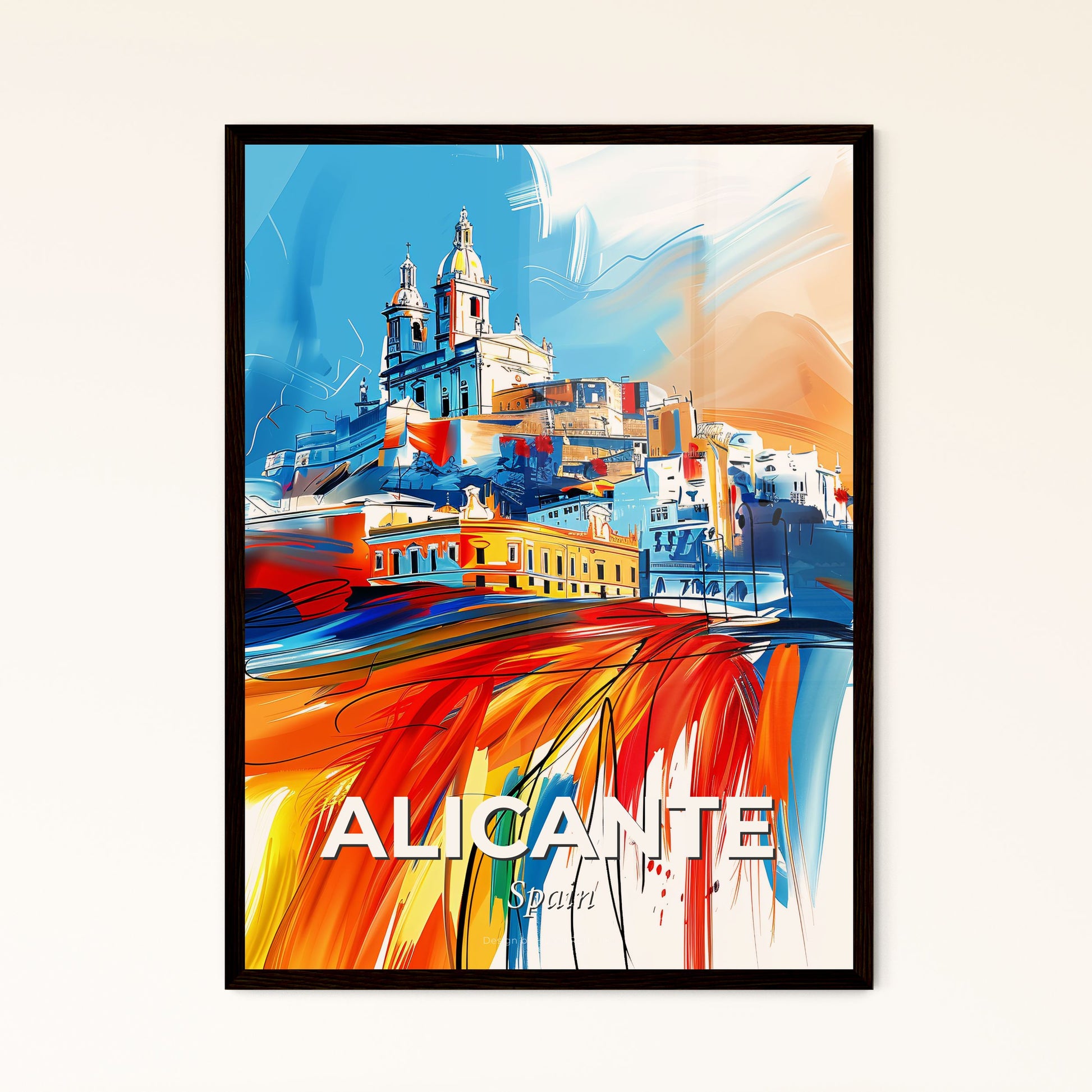 Vibrant Alicante, Spain - A Colorful Painting Of A Building