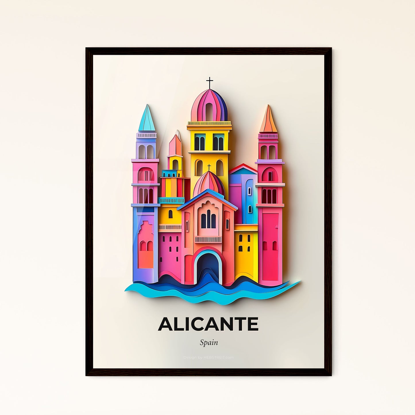 Vivid Alicante, Spain - a colorful castle with a cross on top of it