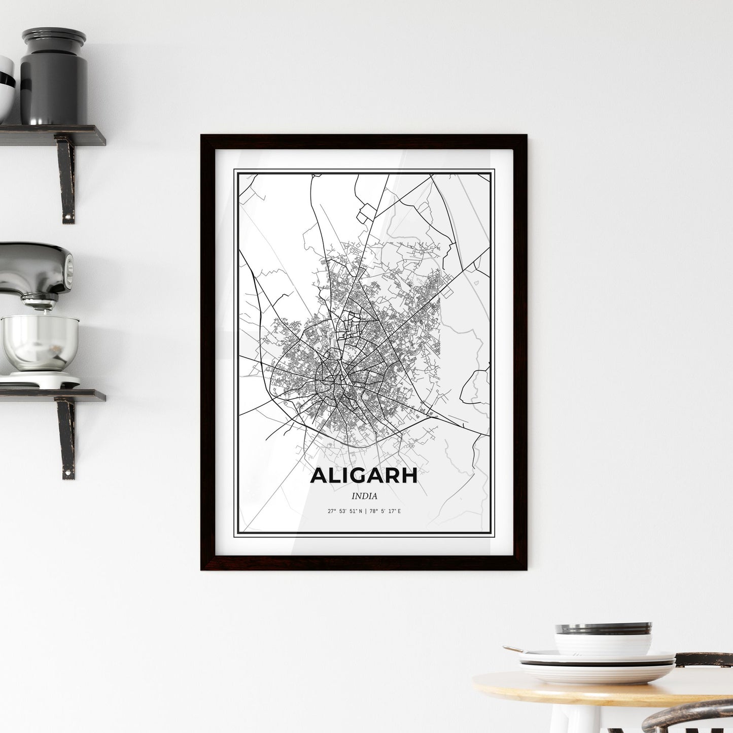 Aligarh India - Minimal City Map