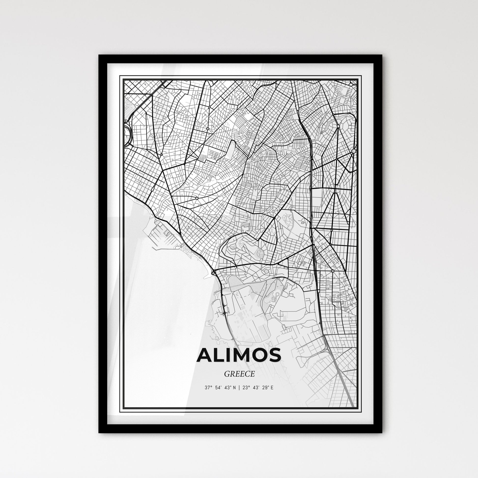 Alimos Greece - Scandinavian Style City Map for Modern Home Decor