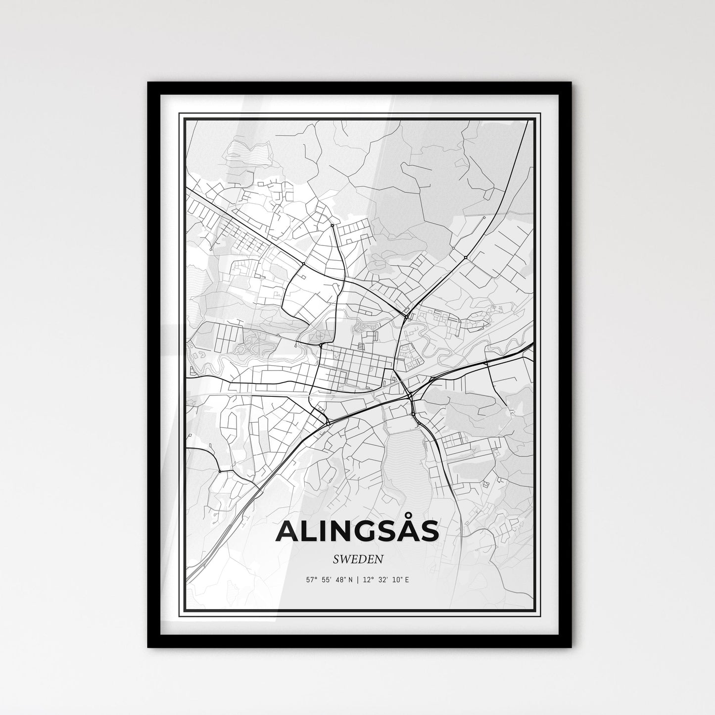 Alingsås Sweden - Scandinavian Style City Map for Modern Home Decor