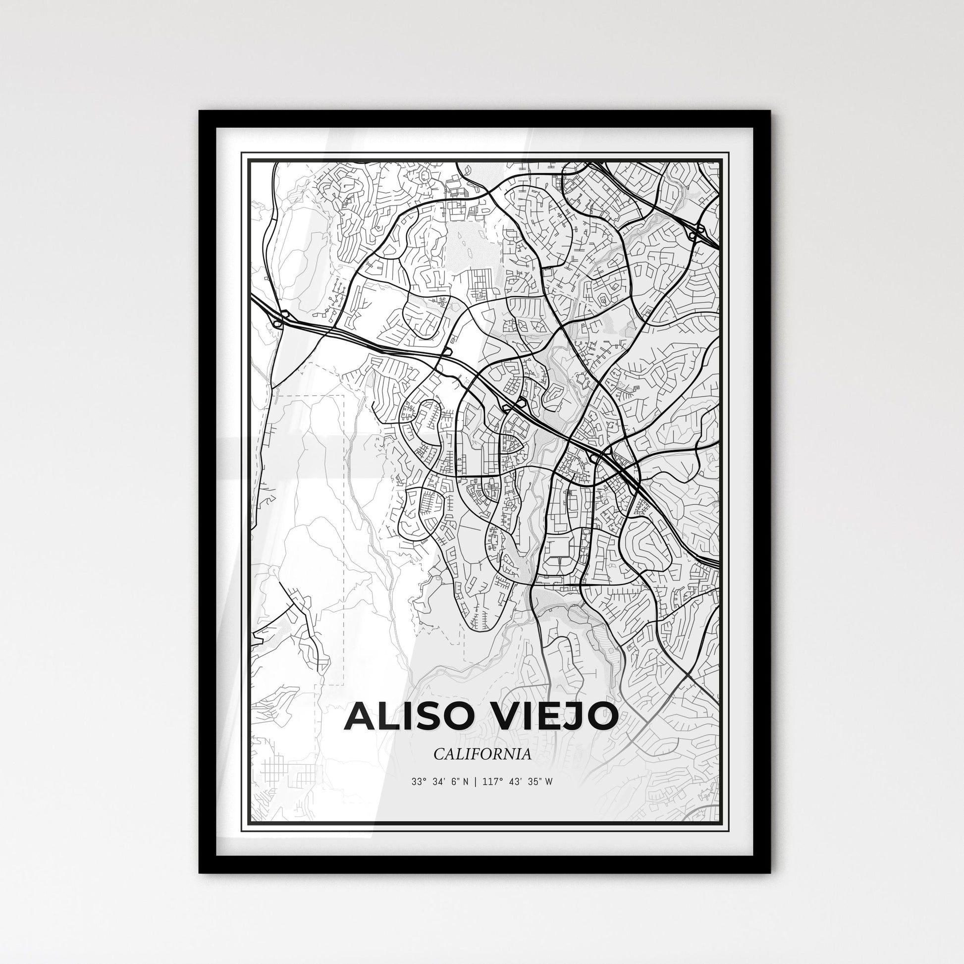 Aliso Viejo California - Scandinavian Style City Map for Modern Home Decor