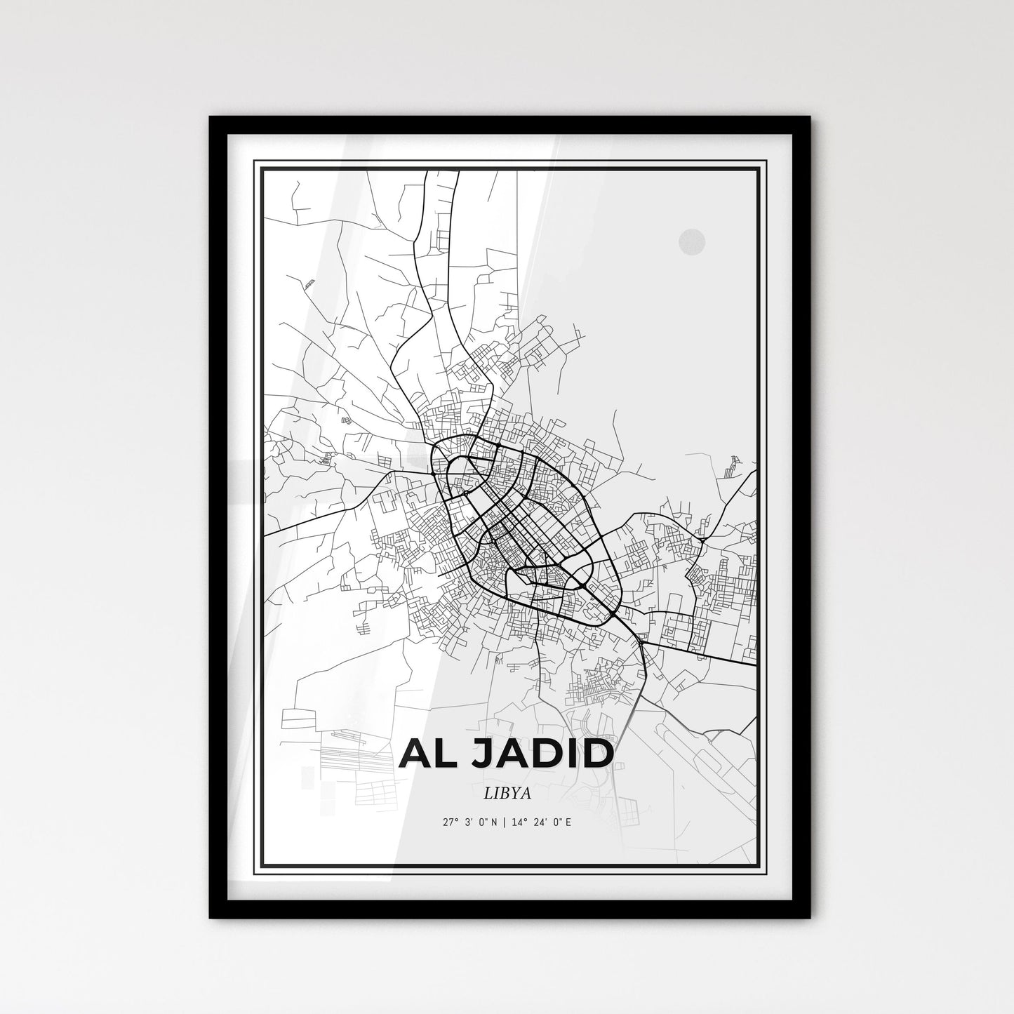 Al Jadid Libya - Scandinavian Style City Map for Modern Home Decor