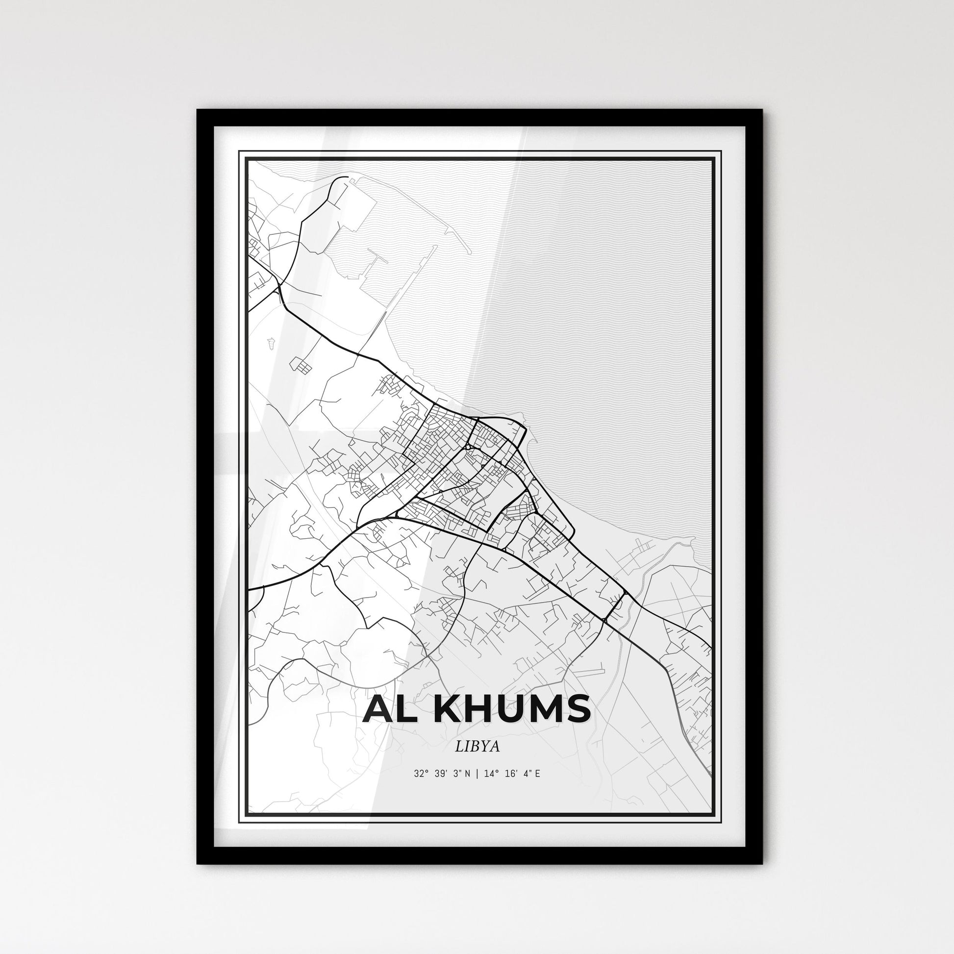 Al Khums Libya - Scandinavian Style City Map for Modern Home Decor