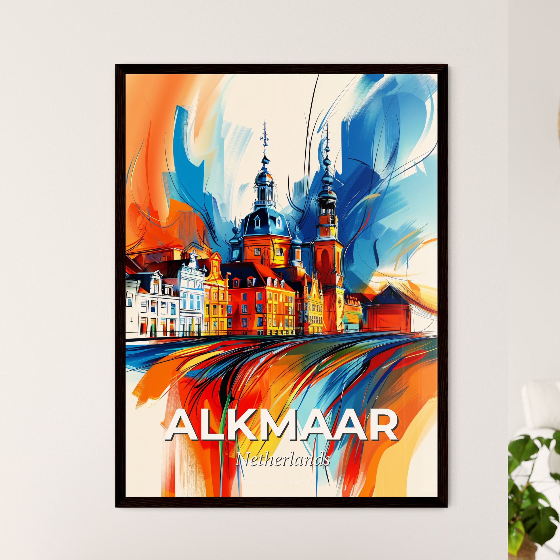 Vibrant Alkmaar, Netherlands - A Colorful Painting Of A Building