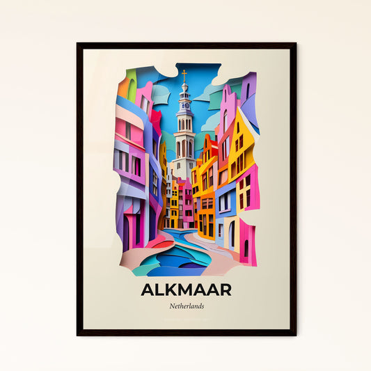 Vivid Alkmaar, Netherlands - a paper cut of a city with a clock tower