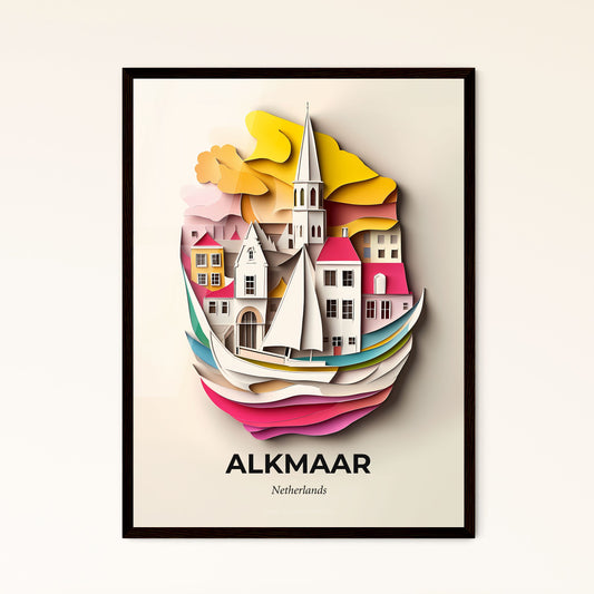 Vivid Alkmaar, Netherlands - a paper cut of a boat in a body of water