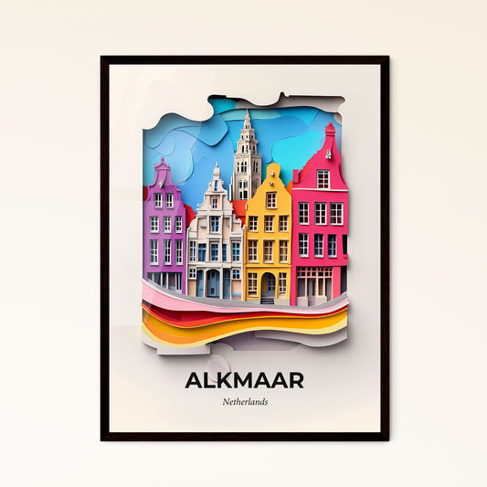 Vivid Alkmaar, Netherlands - a paper cut of a city with a clock tower