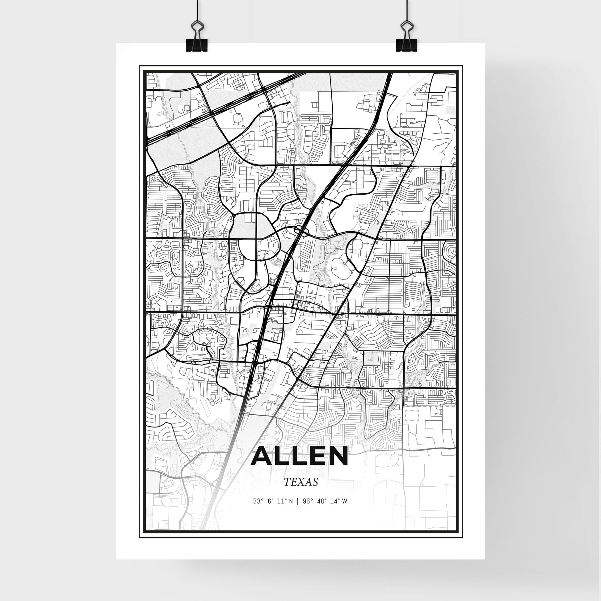 Allen Texas - Premium City Map Poster