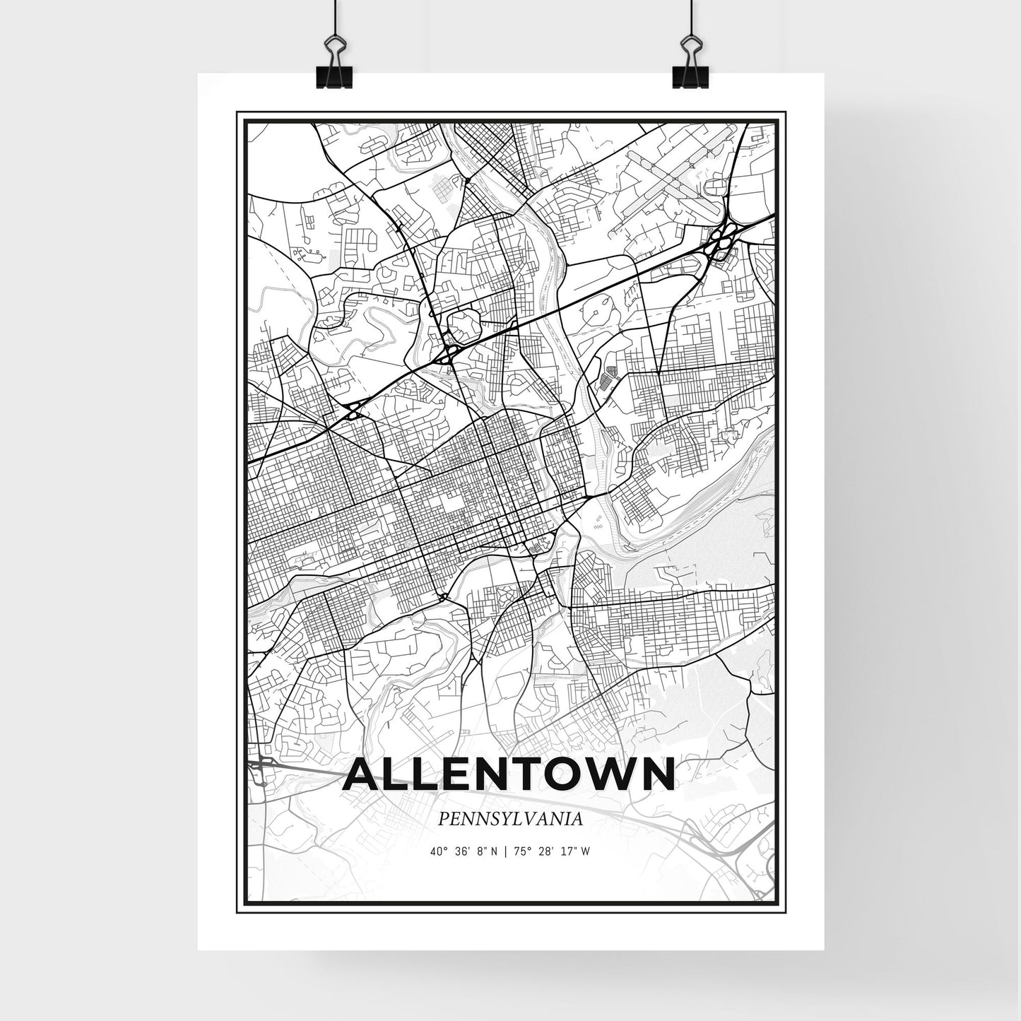 Allentown Pennsylvania - Premium City Map Poster