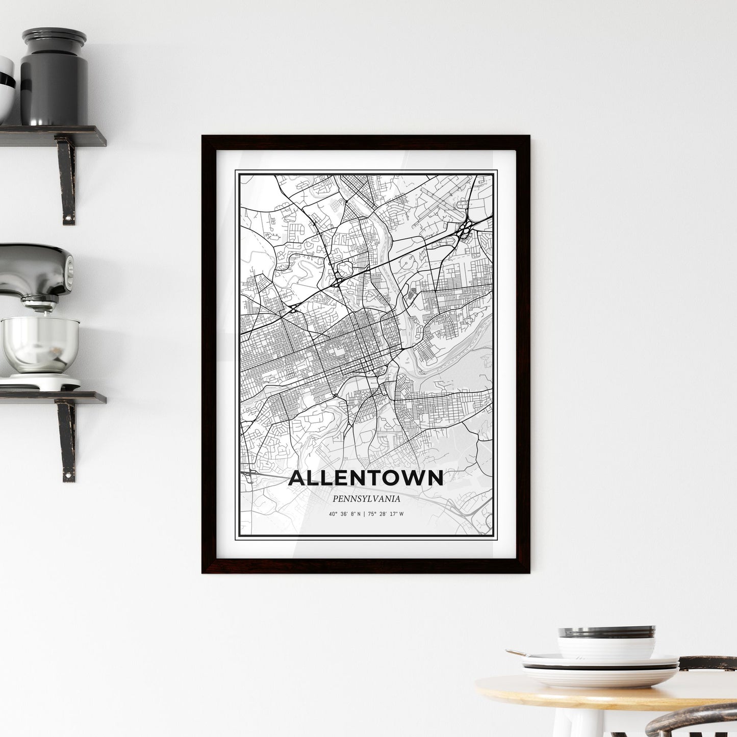 Allentown Pennsylvania - Minimal City Map