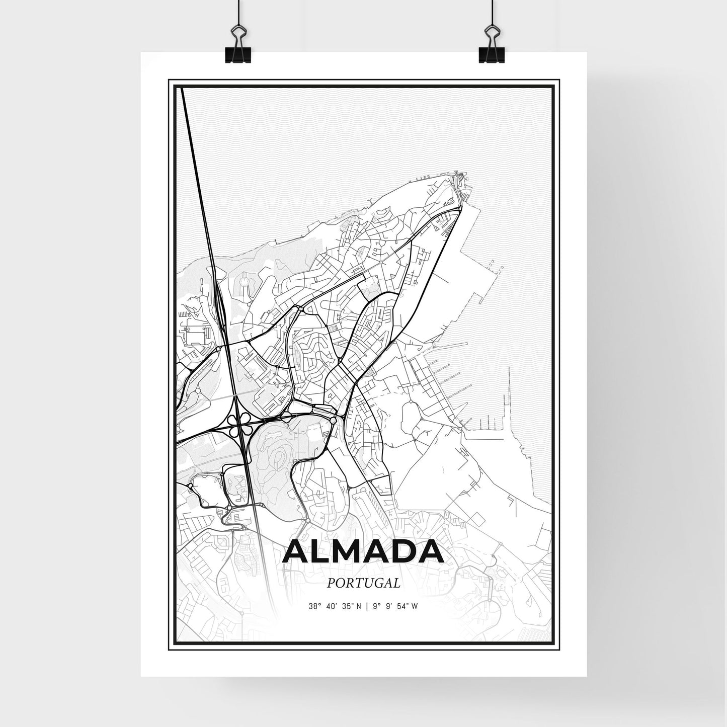 Almada Portugal - Premium City Map Poster