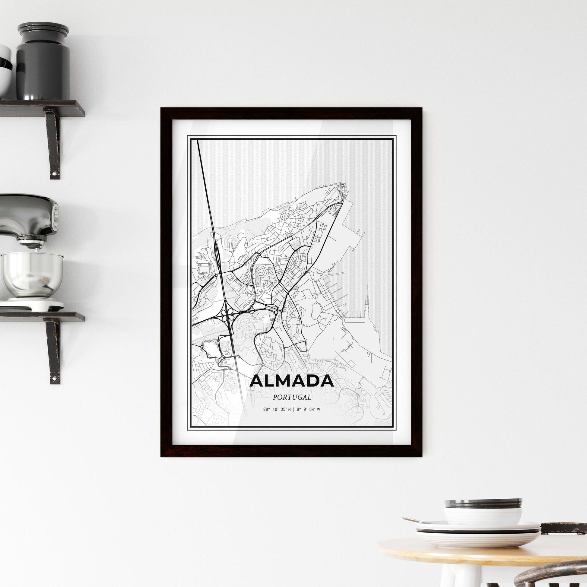 Almada Portugal - Minimal City Map