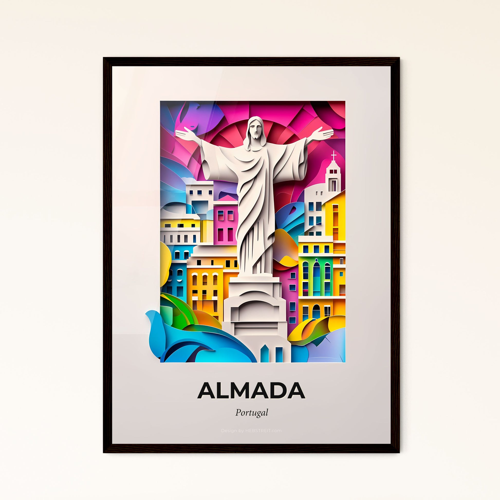 Vivid Almada, Portugal - a paper cut of a statue of jesus in a city