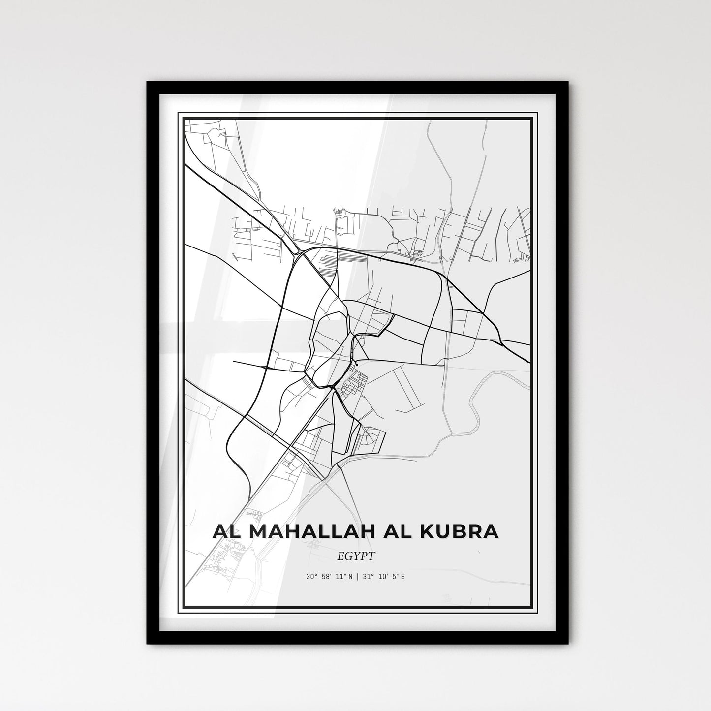 Al Mahallah al Kubra Egypt - Scandinavian Style City Map for Modern Home Decor