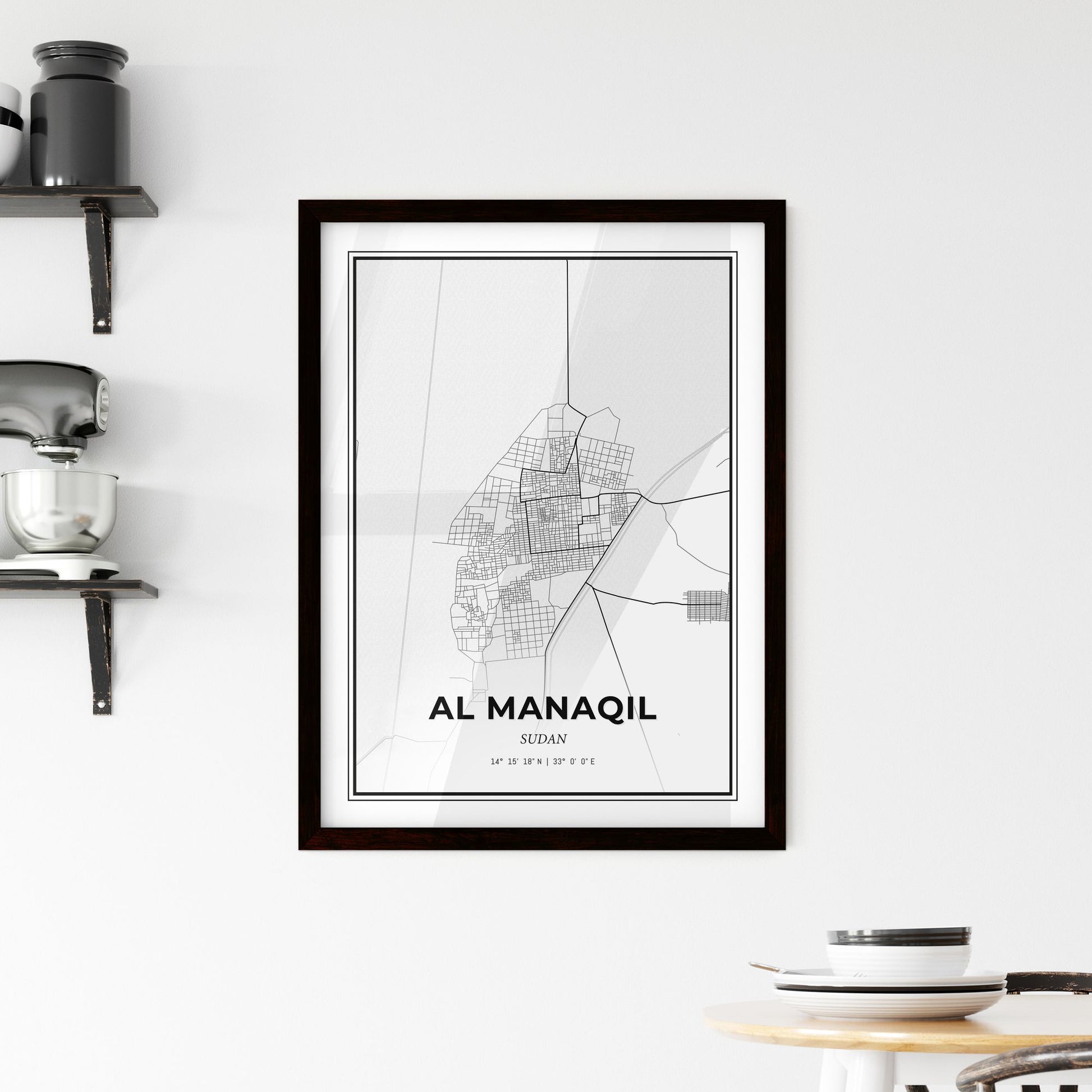 Al Manaqil Sudan - Minimal City Map