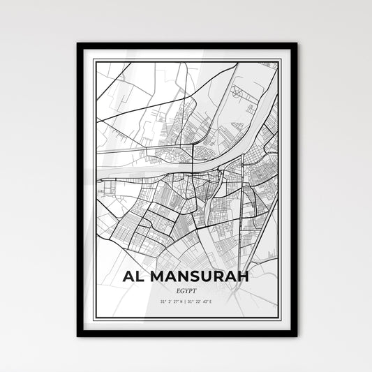 Al Mansurah Egypt - Scandinavian Style City Map for Modern Home Decor