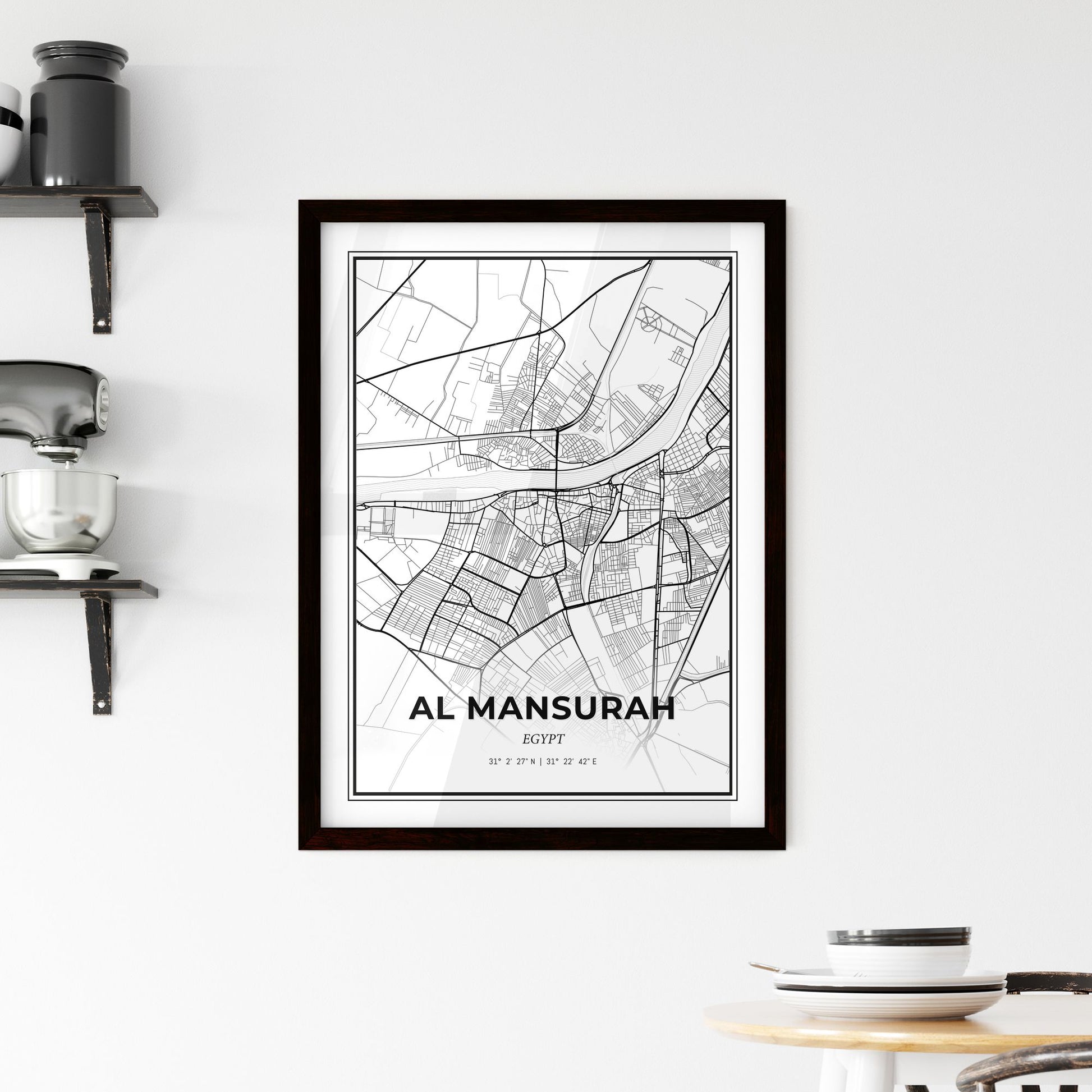 Al Mansurah Egypt - Minimal City Map