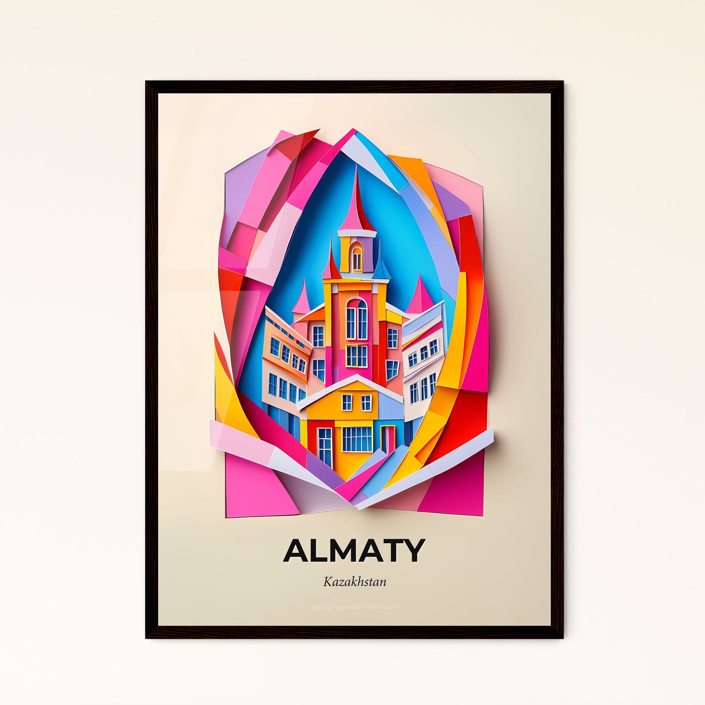 Vivid Almaty, Kazakhstan - a paper cut of a building with a clock on top