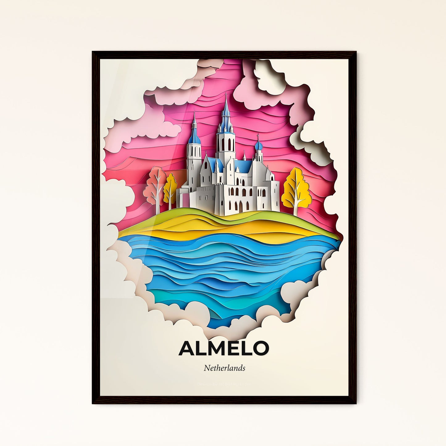 Vivid Almelo, Netherlands - a castle is shown in a paper cut landscape