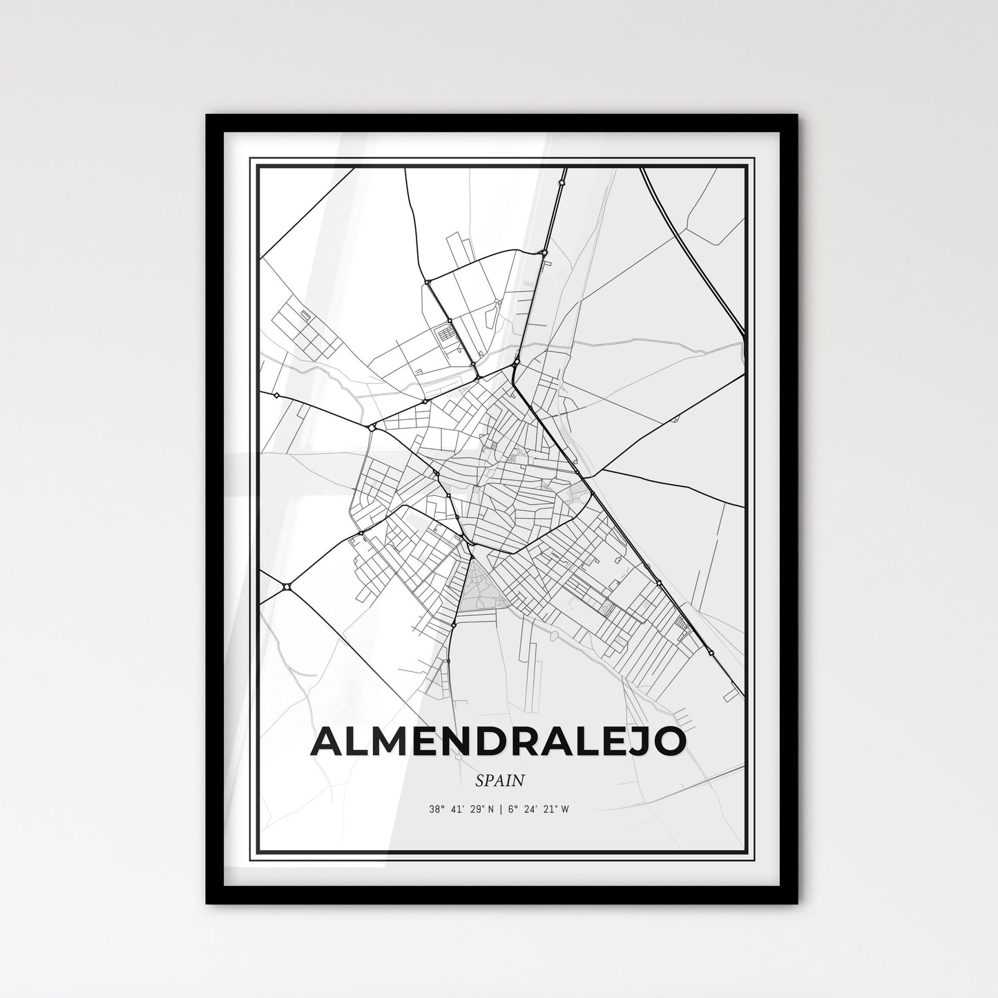 Almendralejo Spain - Scandinavian Style City Map for Modern Home Decor