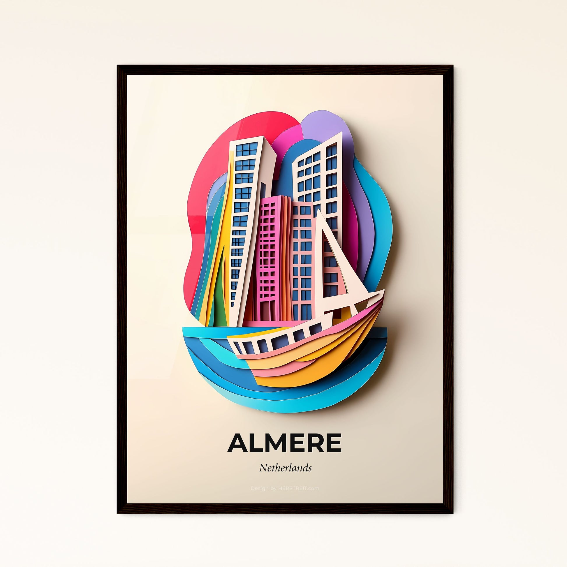 Vivid Almere, Netherlands - a paper cut of a boat and buildings