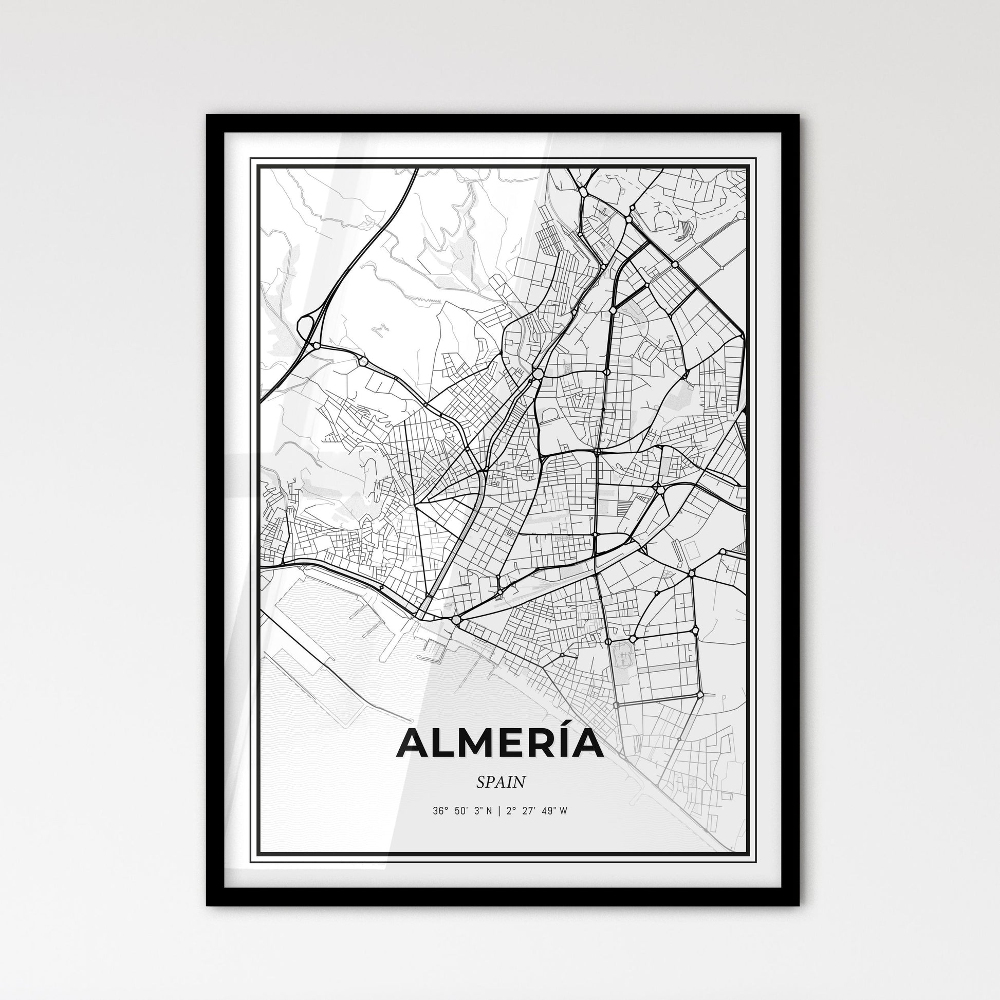 Almería Spain - Scandinavian Style City Map for Modern Home Decor