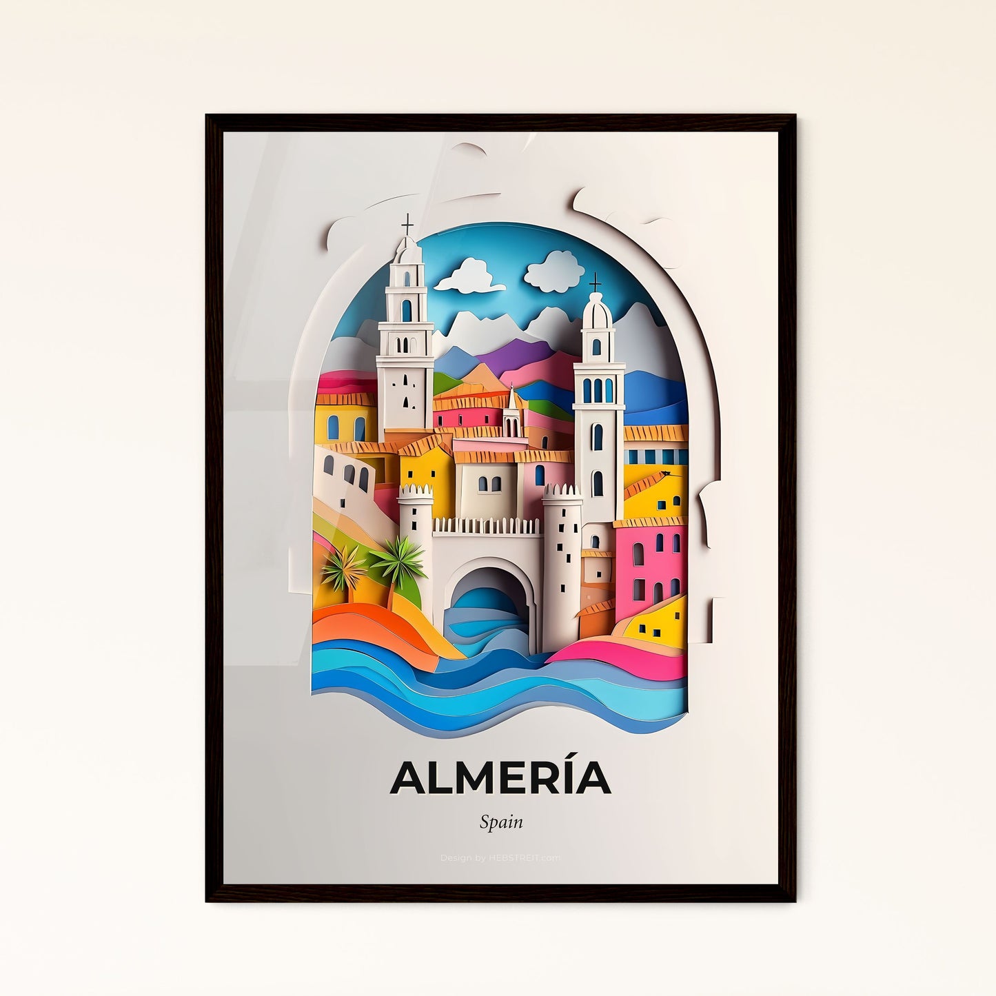 Vivid Almería, Spain - a paper cut of a city with a bridge