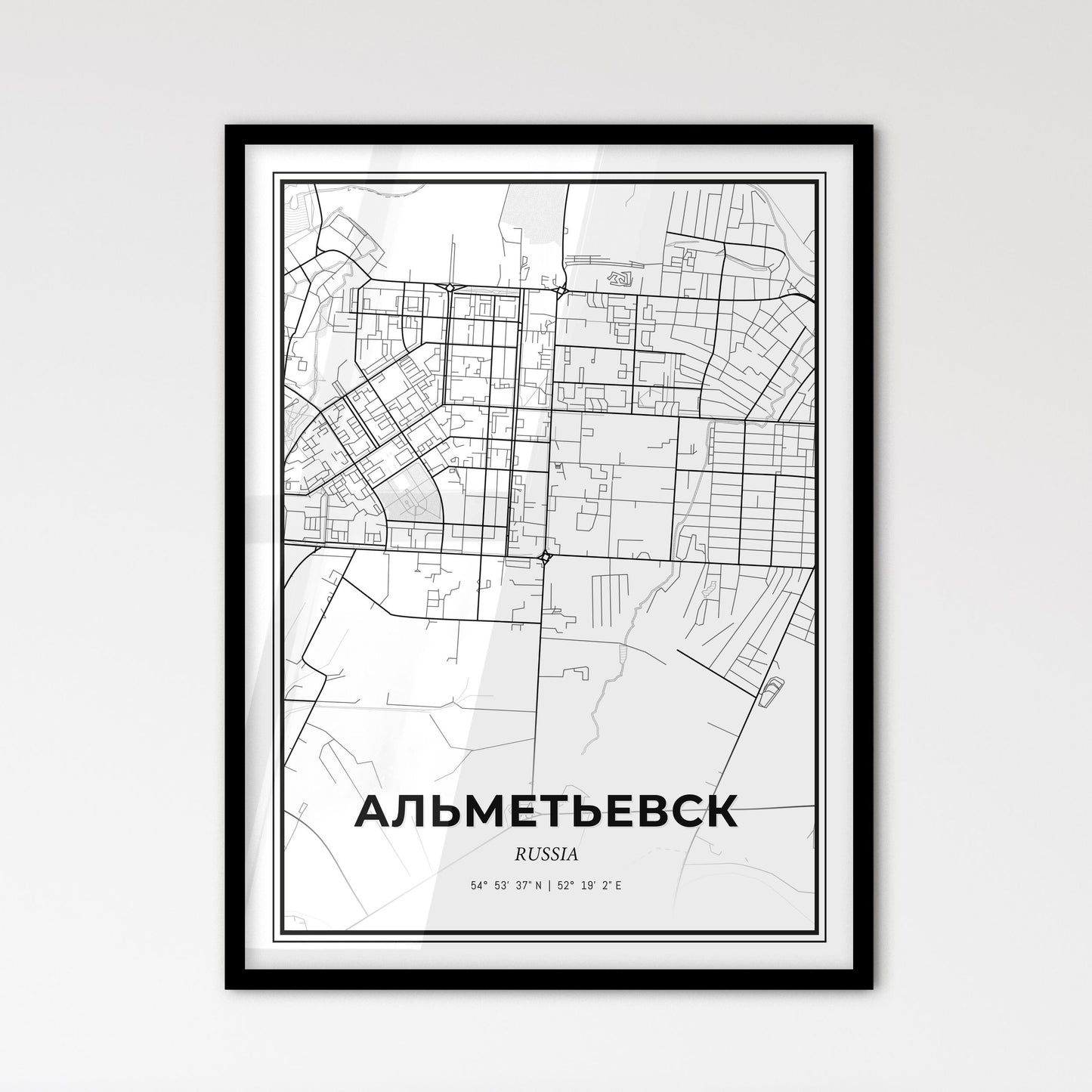 Almetyevsk Russia - Scandinavian Style City Map for Modern Home Decor