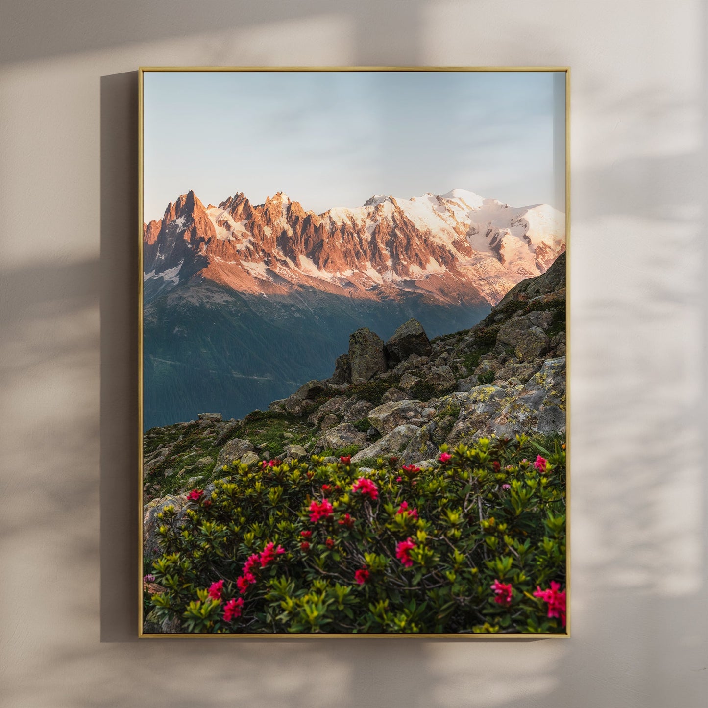 Mont Blanc Massif with Vibrant Flowers - Chamonix Wall Art Print
