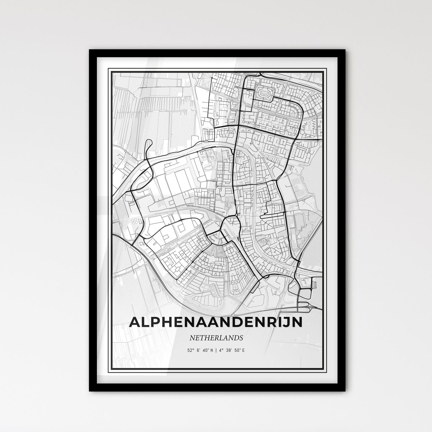  Alphen aan den Rijn Netherlands - Scandinavian Style City Map for Modern Home Decor