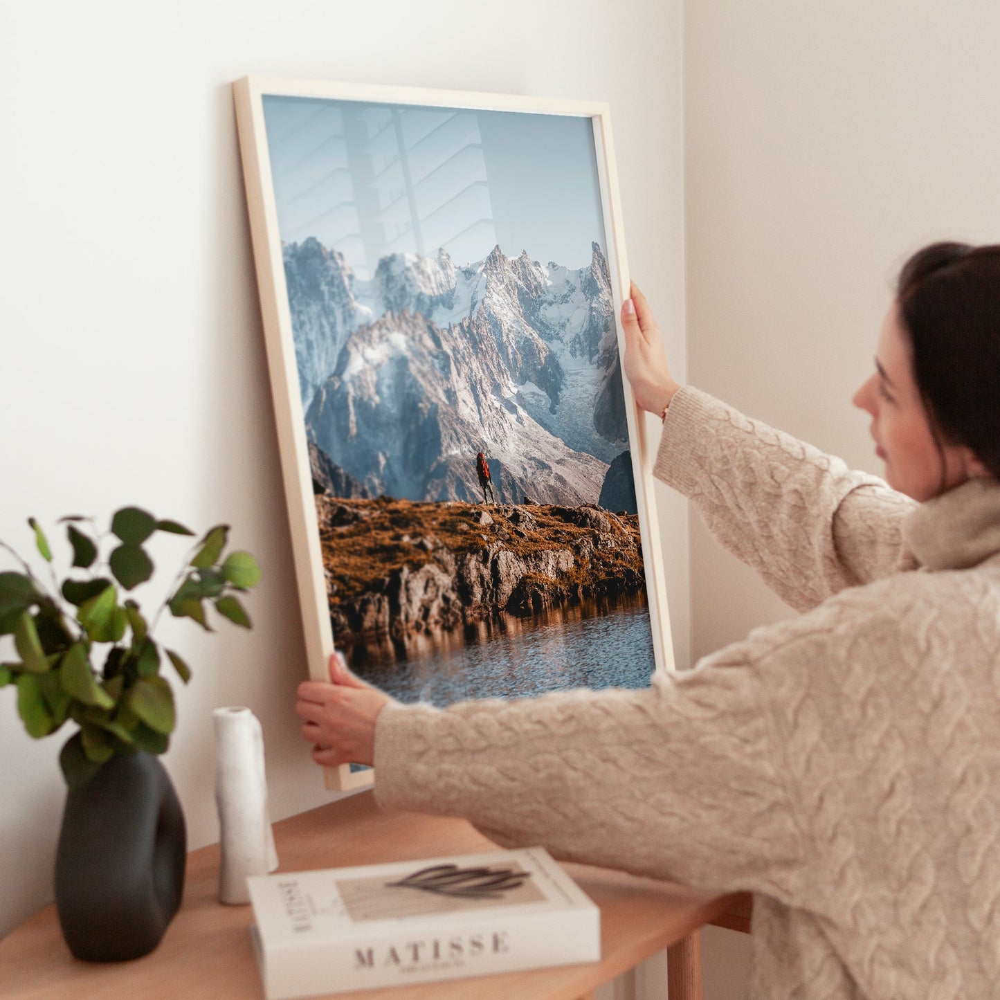 Hiker on the Tour du Mont Blanc Print - Chamonix Mountain Wall Art