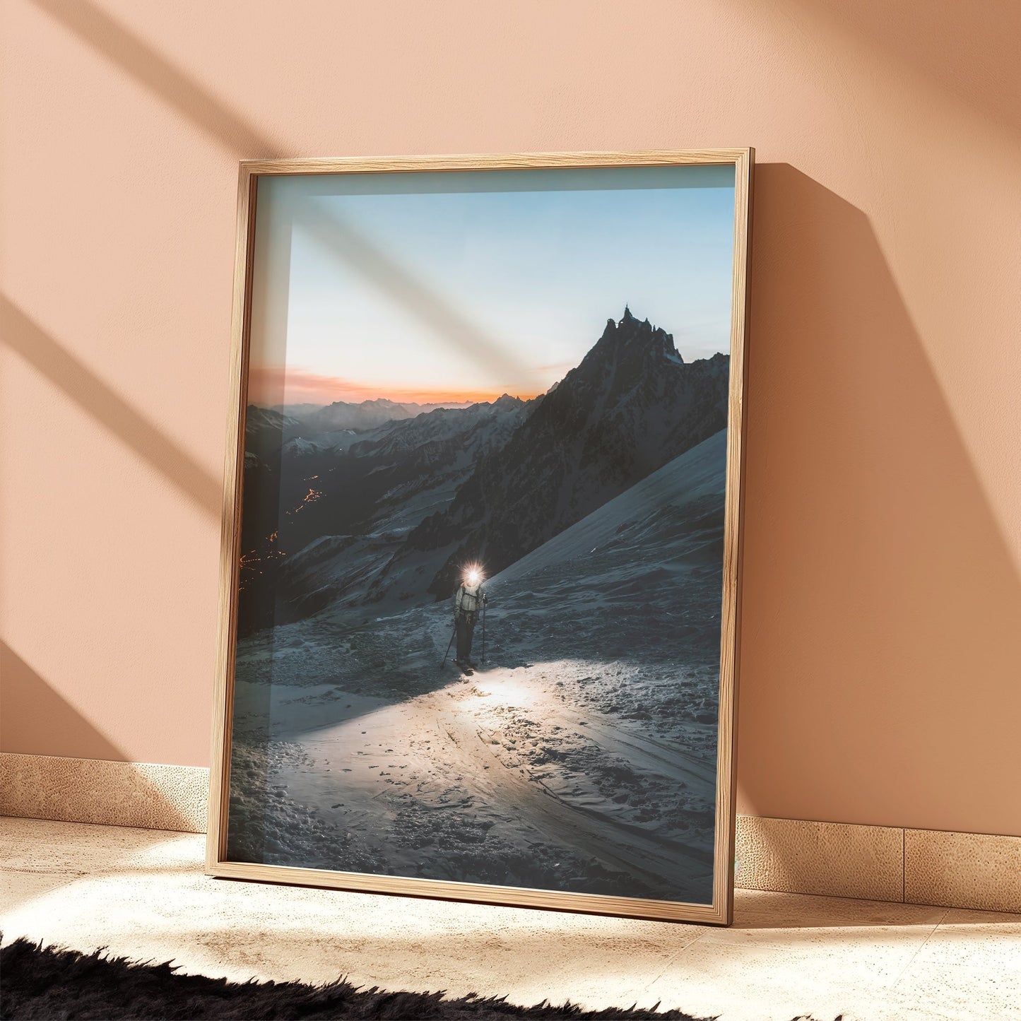 Mountaineer on Grands Mulets Route to Mont Blanc – Chamonix Art Print