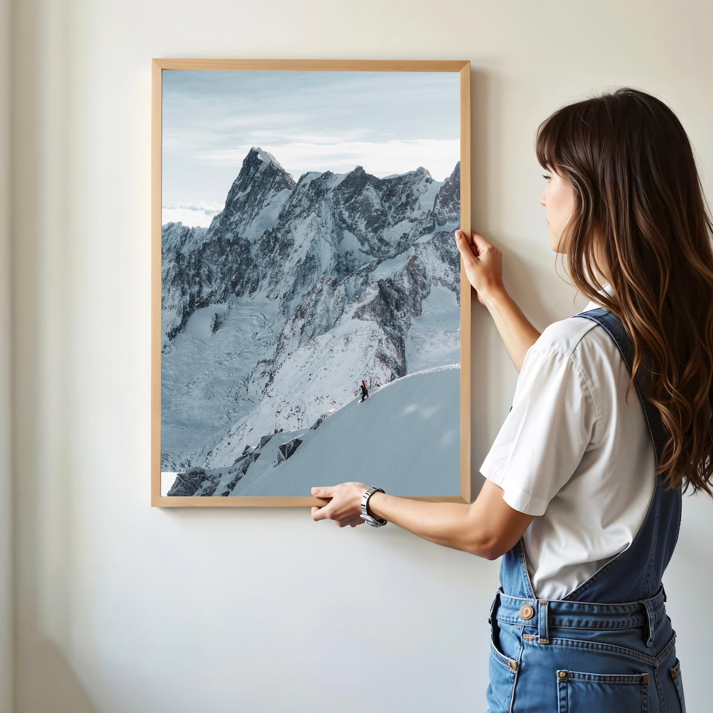Skier Descending the Iconic Midi Arete | Alpine Mountain Wall Art Print