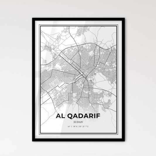 Al Qadarif Sudan - Scandinavian Style City Map for Modern Home Decor