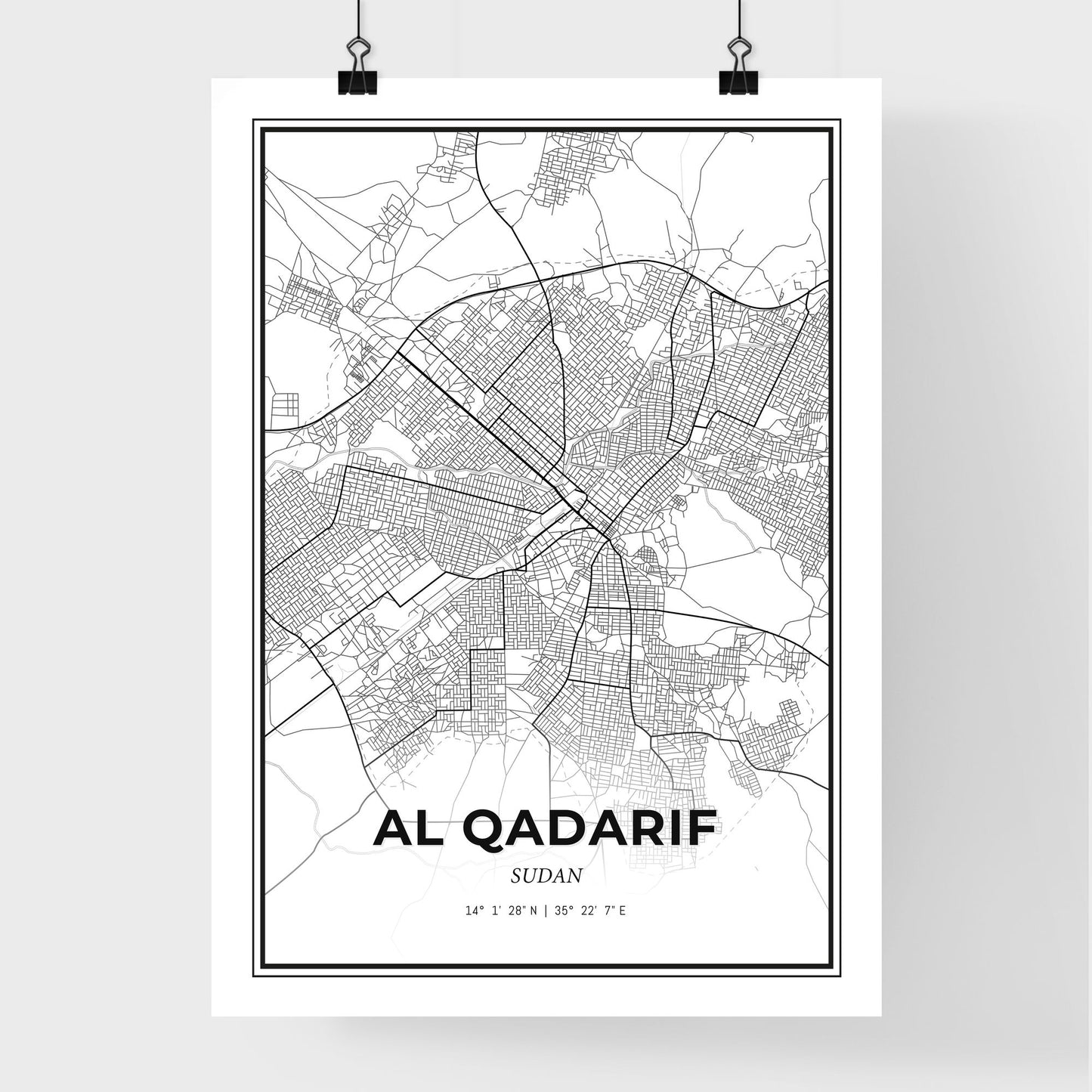 Al Qadarif Sudan - Premium City Map Poster