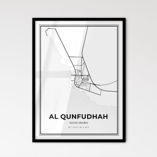 Al Qunfudhah Saudi Arabia - Scandinavian Style City Map for Modern Home Decor