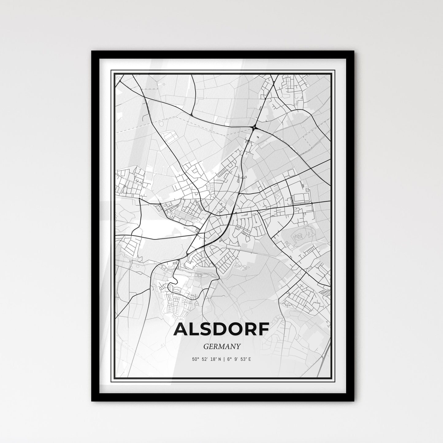 Alsdorf Germany - Scandinavian Style City Map for Modern Home Decor