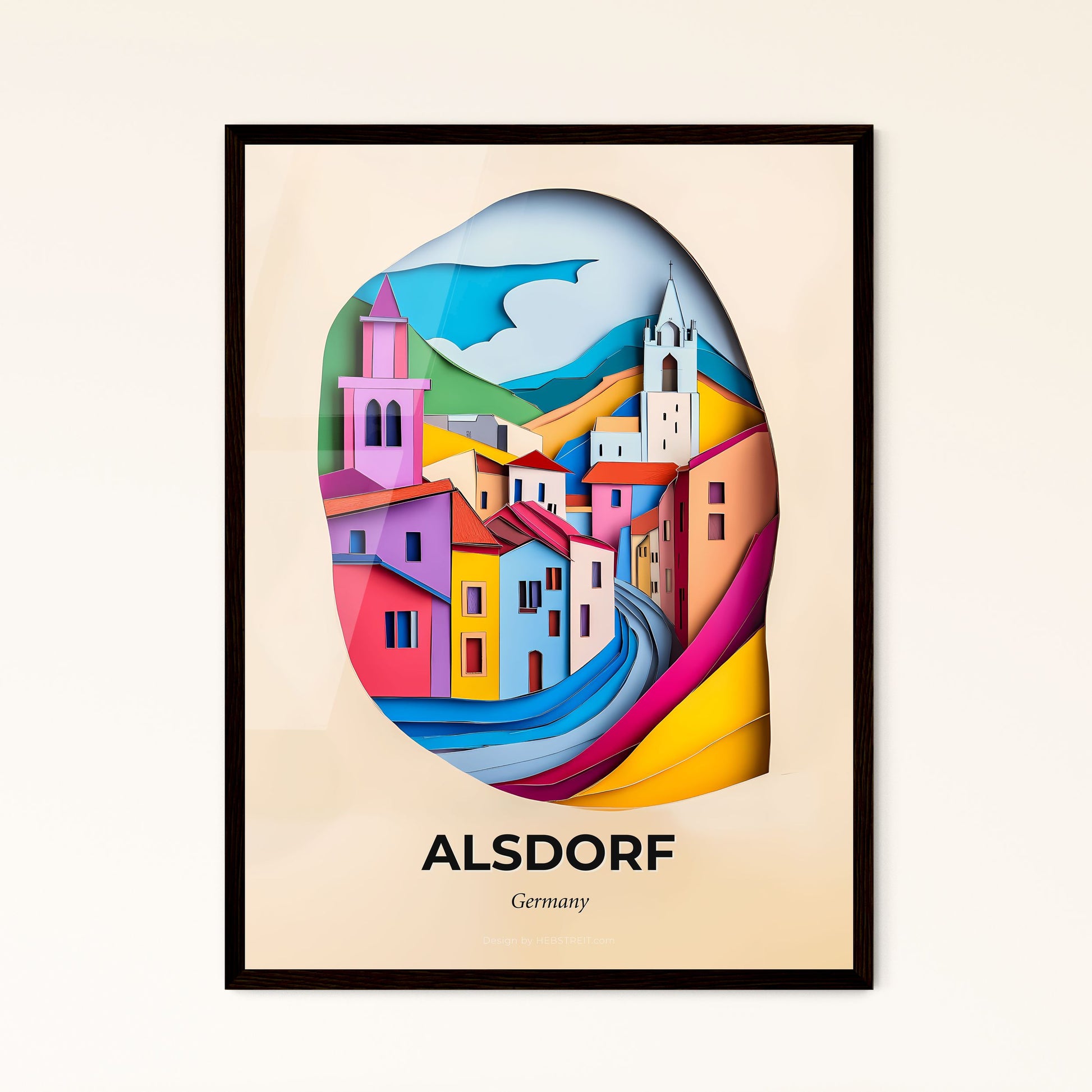 Vivid Alsdorf, Germany - a colorful city with a bird flying over it