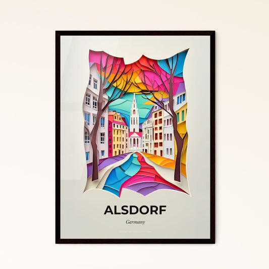 Vivid Alsdorf, Germany - a paper cut of a city with a river