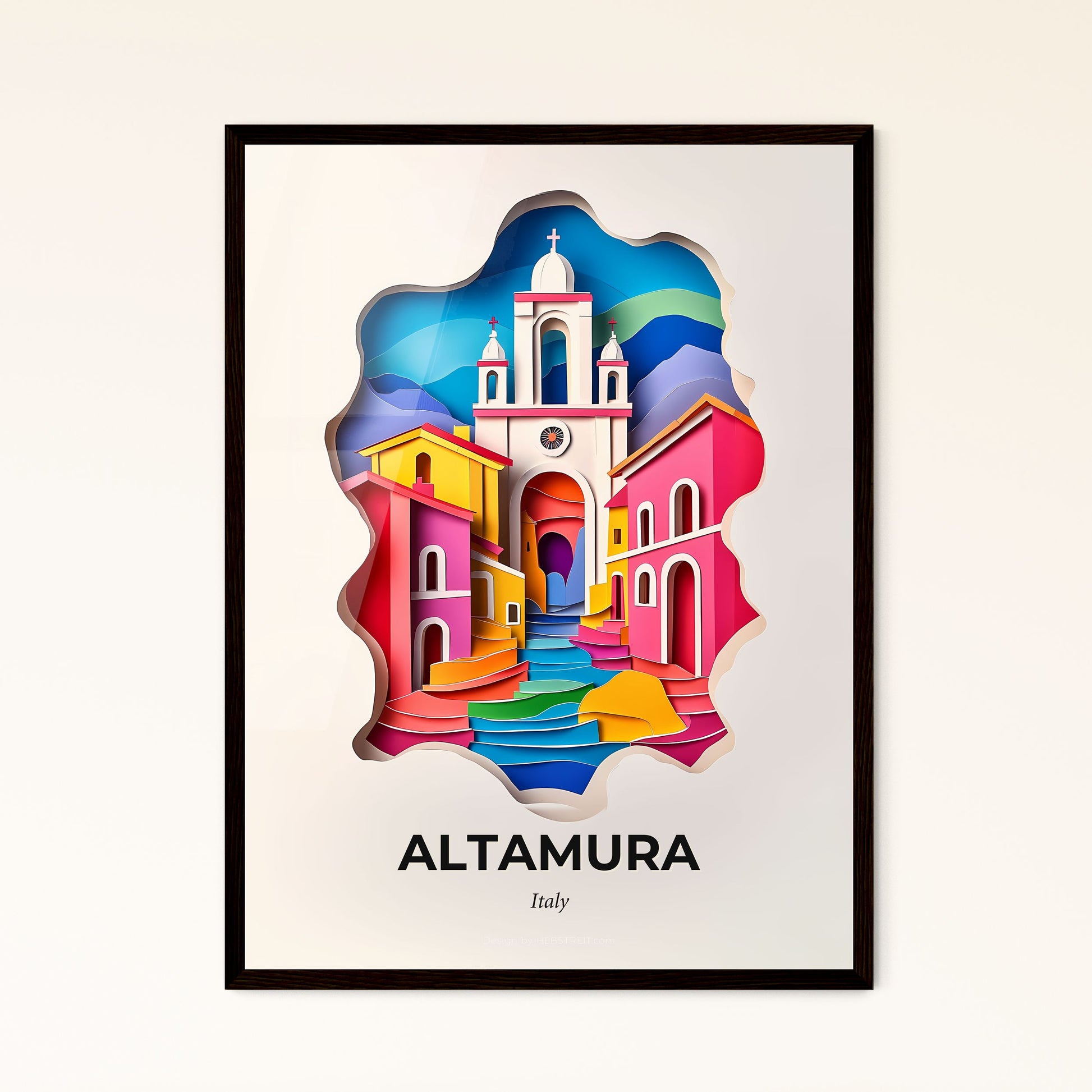 Vivid Altamura, Italy - a colorful city with a church and a rainbow colored staircase