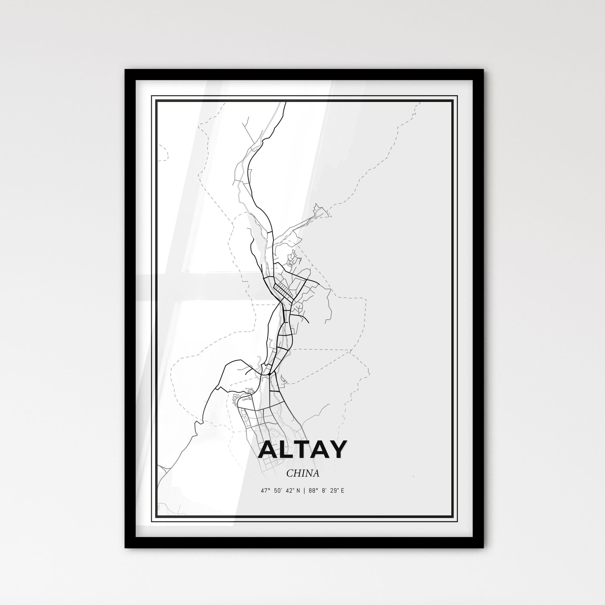 Altay China - Scandinavian Style City Map for Modern Home Decor