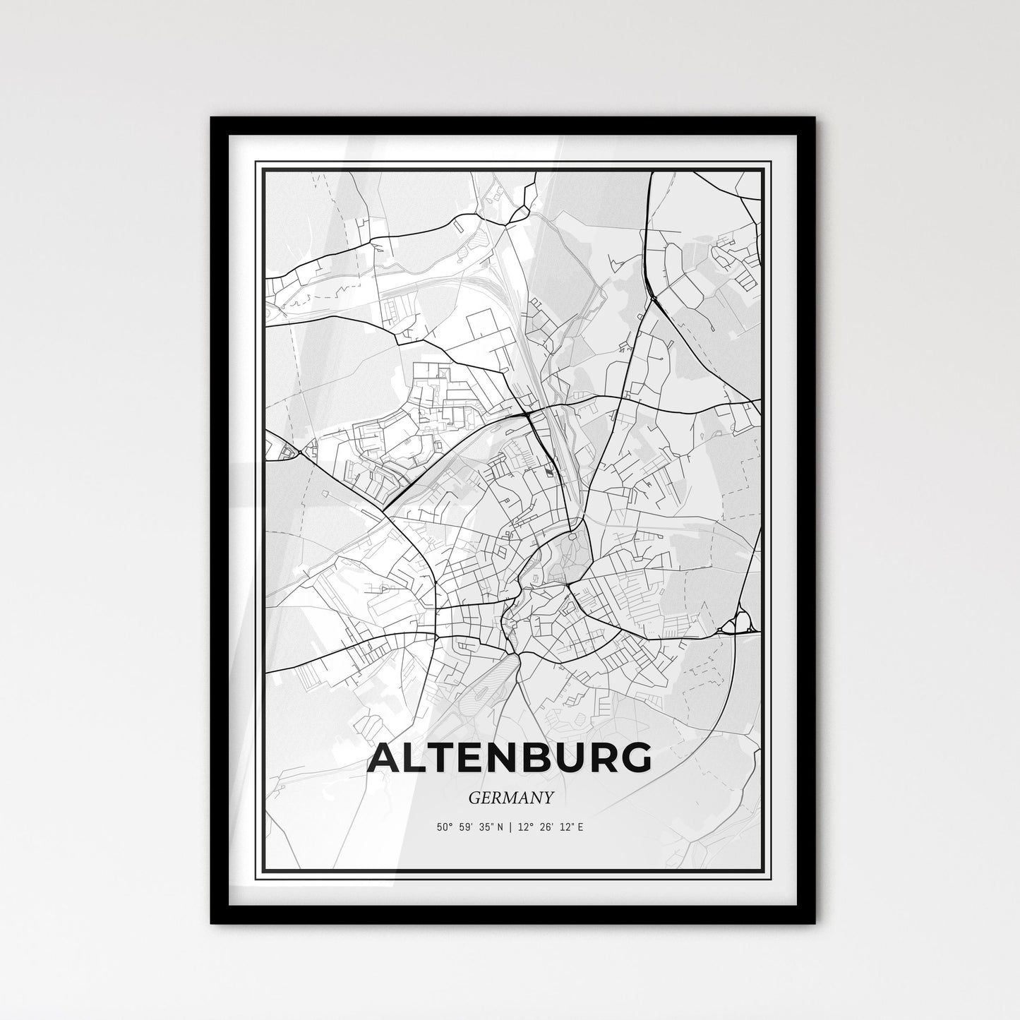 Altenburg Germany - Scandinavian Style City Map for Modern Home Decor