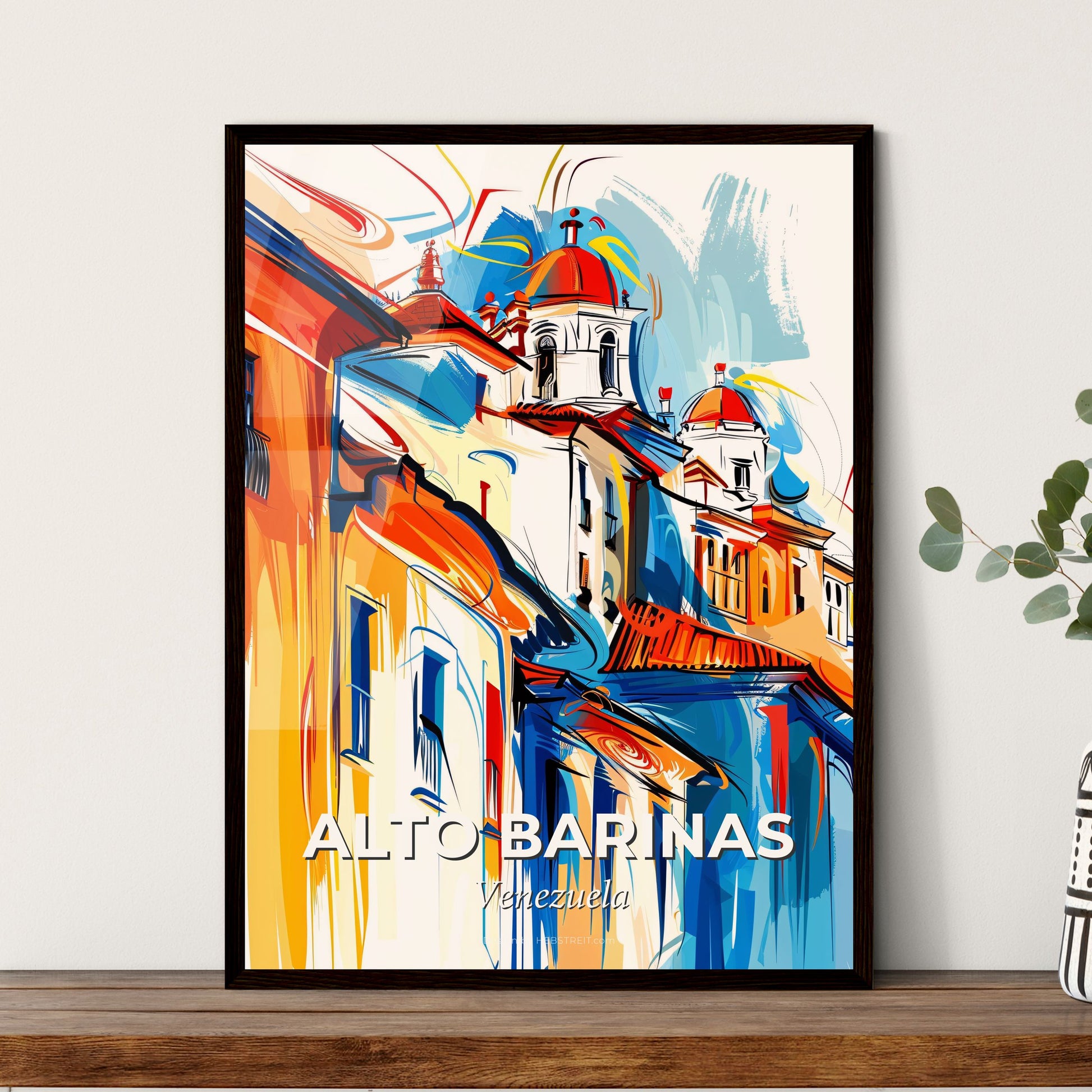 Vibrant Alto Barinas, Venezuela - A Colorful Painting Of Buildings