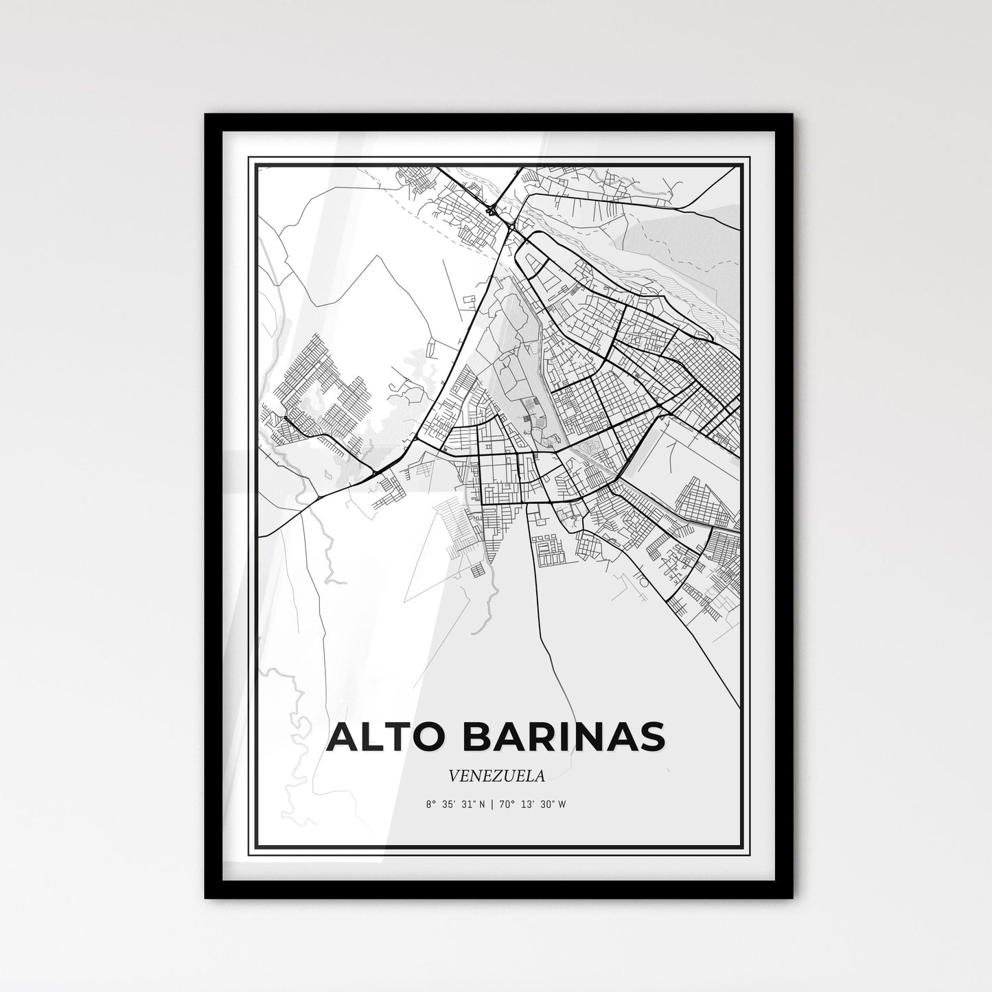 Alto Barinas Venezuela - Scandinavian Style City Map for Modern Home Decor