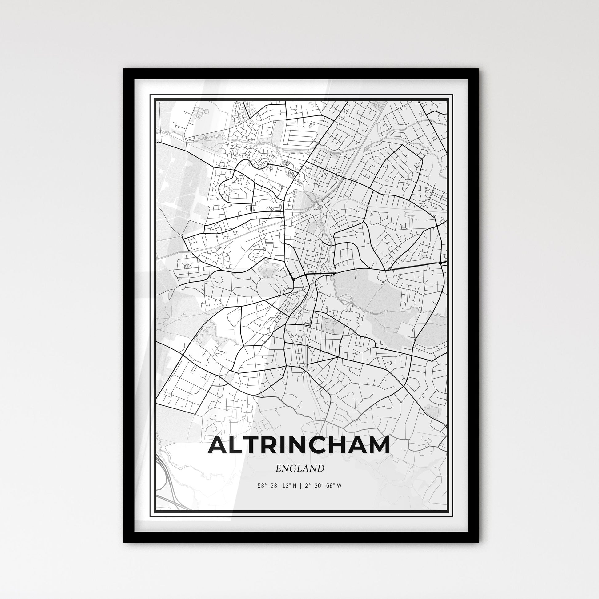 Altrincham England - Scandinavian Style City Map for Modern Home Decor