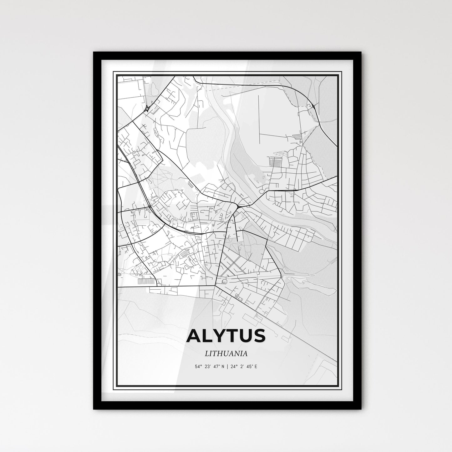 Alytus Lithuania - Scandinavian Style City Map for Modern Home Decor